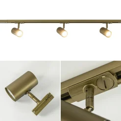 Straluma Railsysteem set 1 m met 3 GU10 spots brons><noscript><img width=