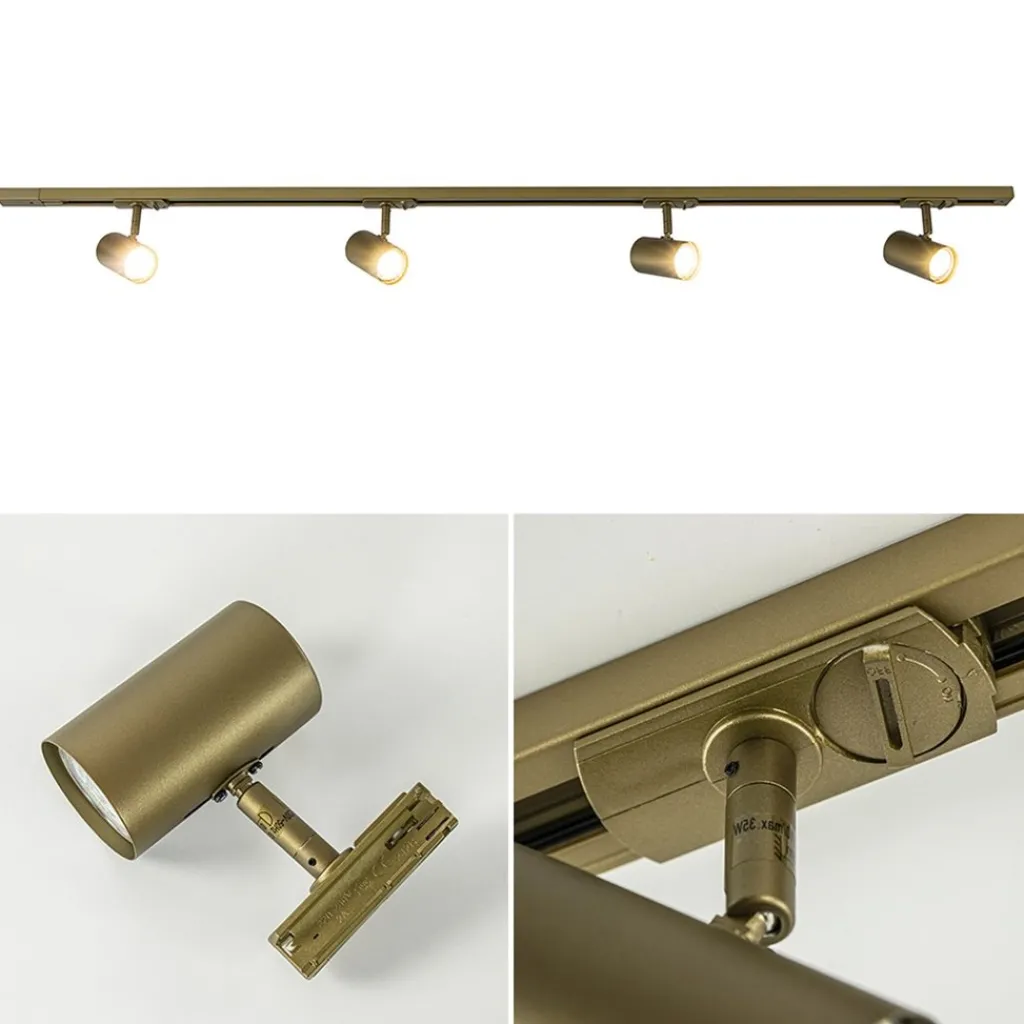 Straluma Railsysteem set 1,5 m met 4 GU10 spots brons> Plafondlampen