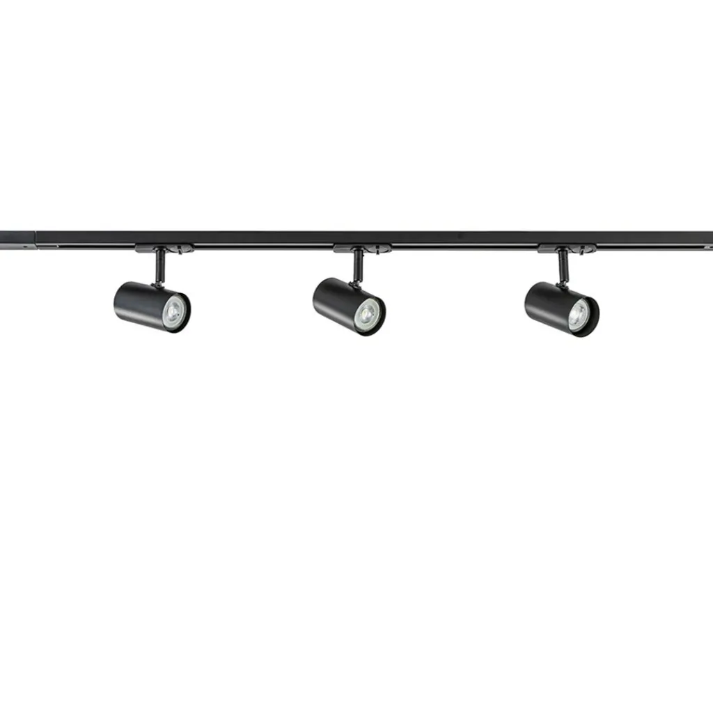 Straluma Railsysteem zwart 1mtr compleet met 3xspot> Opbouwspots|Keukenverlichting