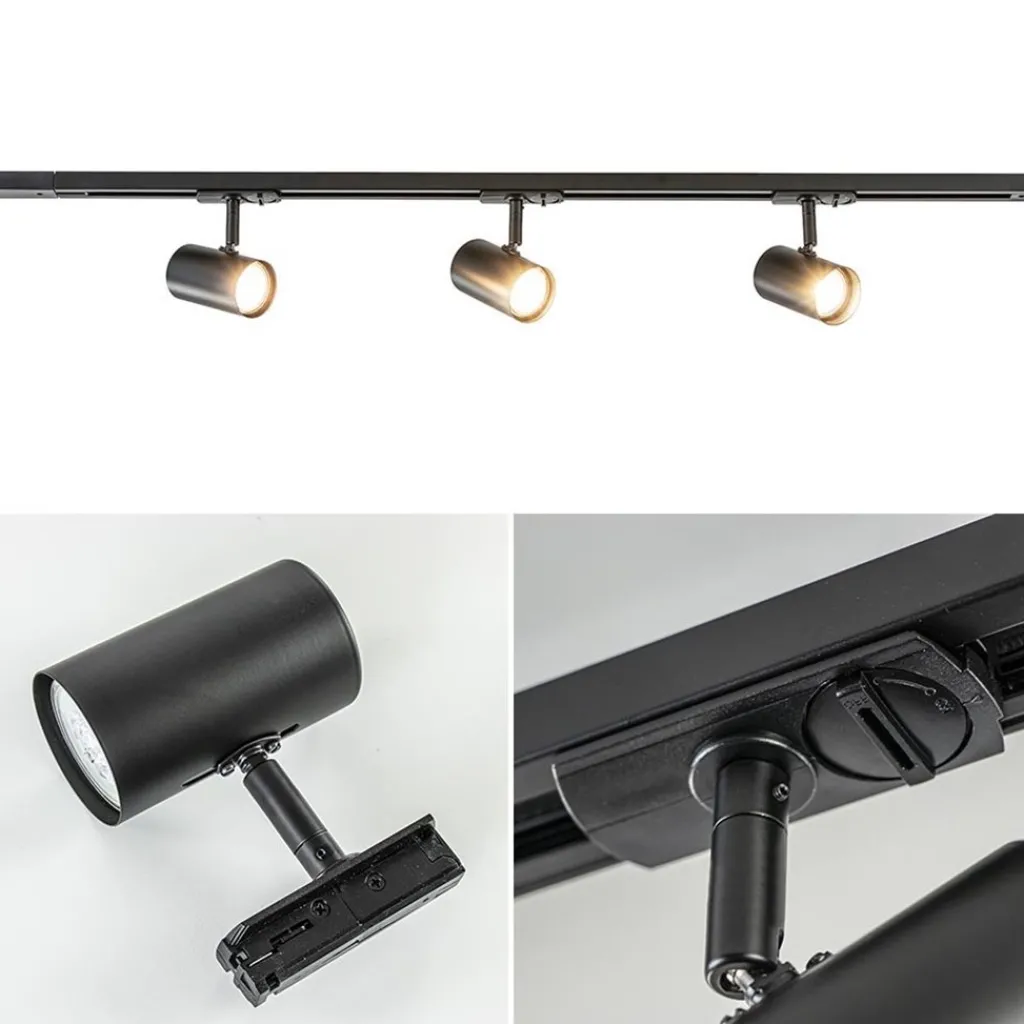 Straluma Railsysteem zwart 1mtr compleet met 3xspot> Opbouwspots|Keukenverlichting