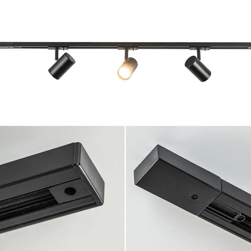 Straluma Railsysteem zwart 1mtr compleet met 3xspot> Opbouwspots|Keukenverlichting