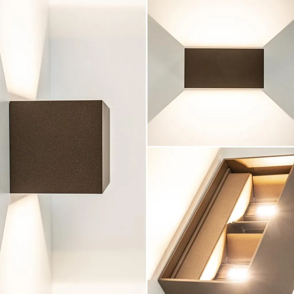 Straluma Rechthoekige LED buitenlamp aluminium bruin> Wandlampen|Buitenlampen