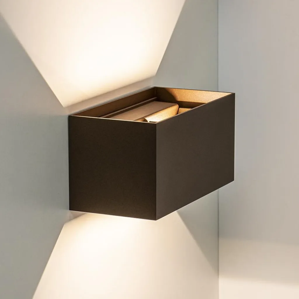 Straluma Rechthoekige LED buitenlamp aluminium bruin> Wandlampen|Buitenlampen