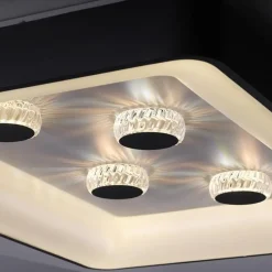 Straluma Rechthoekige LED plafondlamp zwart met kristaleffect></noscript> Plafondlampen|Wandlampen