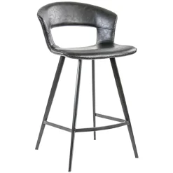 Straluma Retro barkruk zwart met imitatieleer> Eetkamerstoelen