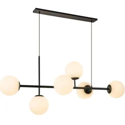 Straluma Retro eettafel hanglamp zwart met witte glazen bollen> Eettafellampen|Eetkamerverlichting