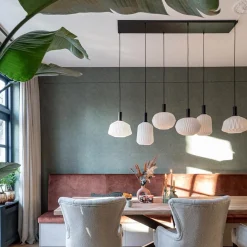 Straluma Retro 6-lichts hanglamp opaal glas met relief><noscript><img width=