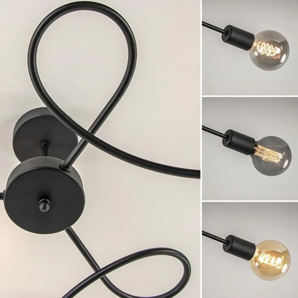 Straluma Retro plafondlamp pendel mat zwart 3-lichts> Woonkamerlampen|Slaapkamerlampen