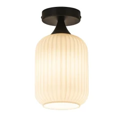 Straluma Retro plafondlamp zwart met wit glas> Plafondlampen|Retro Verlichting