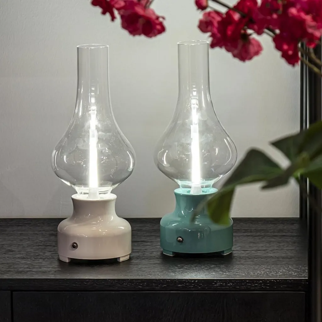 Straluma Retro tafellamp olielamp op batterij wit> Tafellampen|Eetkamerverlichting