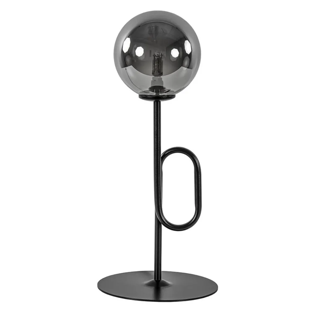 Straluma Retro tafellamp zwart met smoke/titanium glazen bol> Tafellampen|Retro Verlichting
