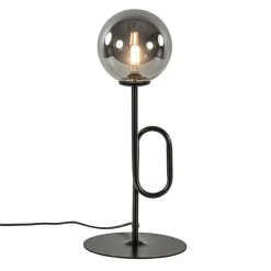 Straluma Retro tafellamp zwart met smoke/titanium glazen bol> Tafellampen|Retro Verlichting
