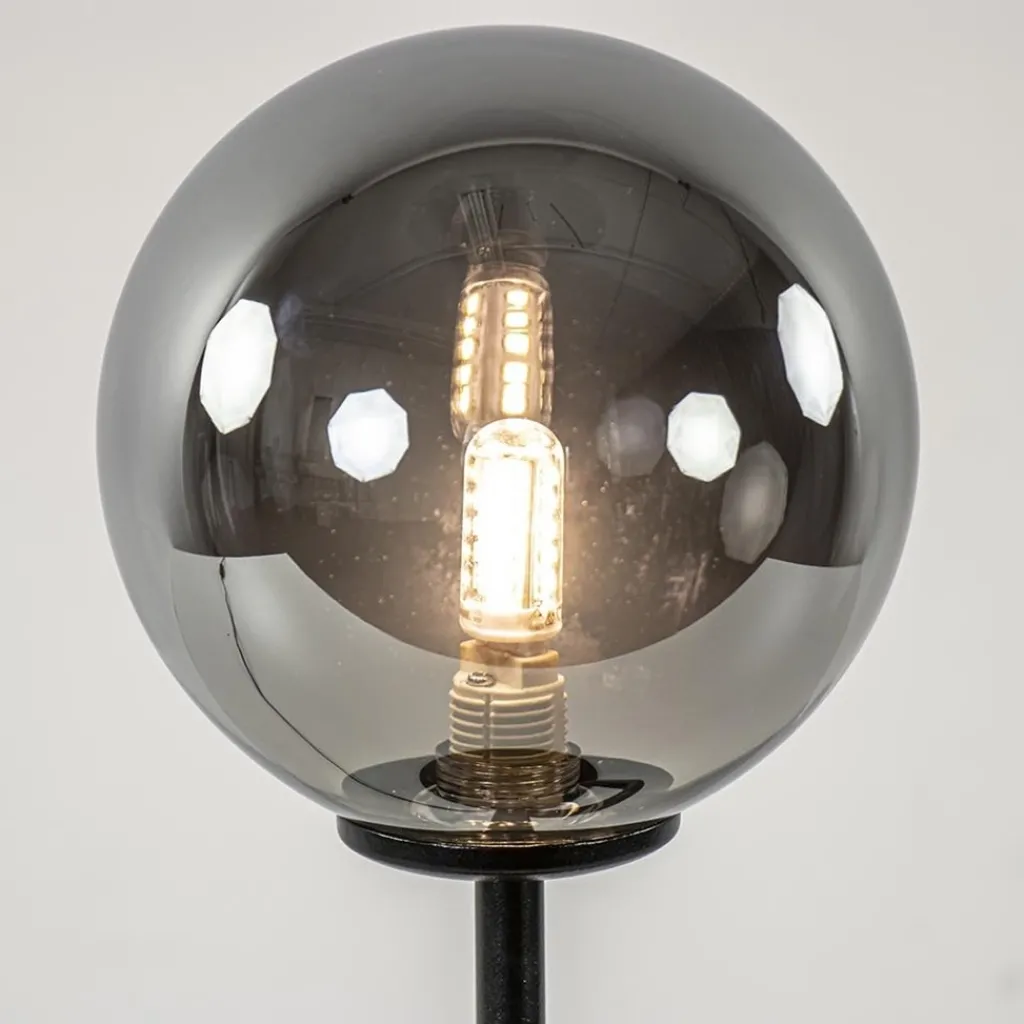 Straluma Retro tafellamp zwart met smoke/titanium glazen bol> Tafellampen|Retro Verlichting