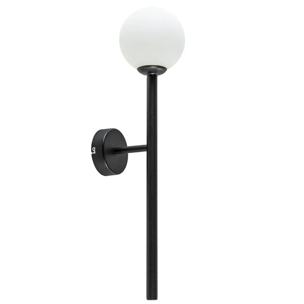Straluma Retro wandlamp zwart met witte glazen bol> Wandlampen|Industriële Verlichting