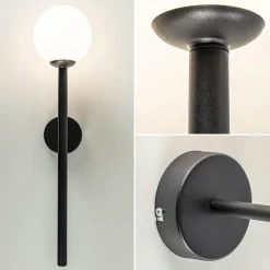 Straluma Retro wandlamp zwart met witte glazen bol><noscript><img width=