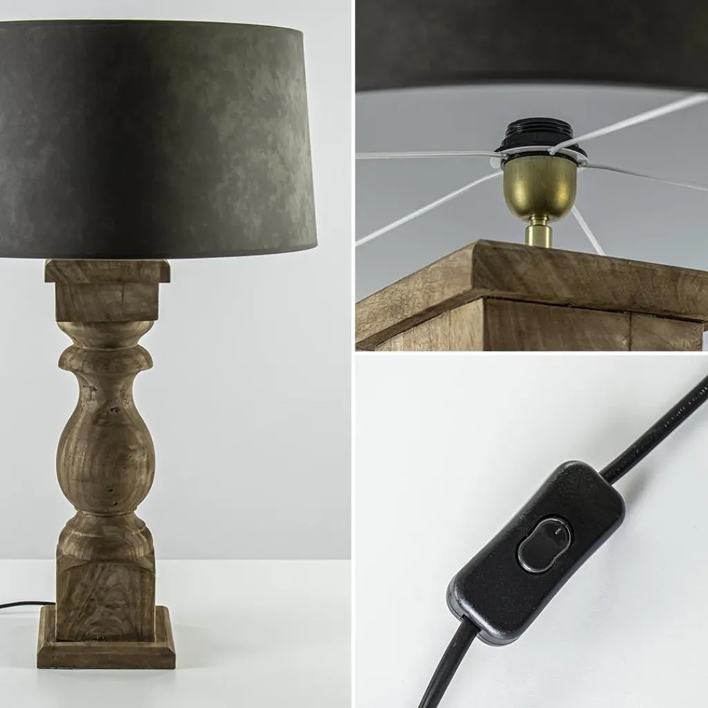 Straluma Robuuste lampvoet Cadore massief hout met brons> Tafellampen|Light and Living