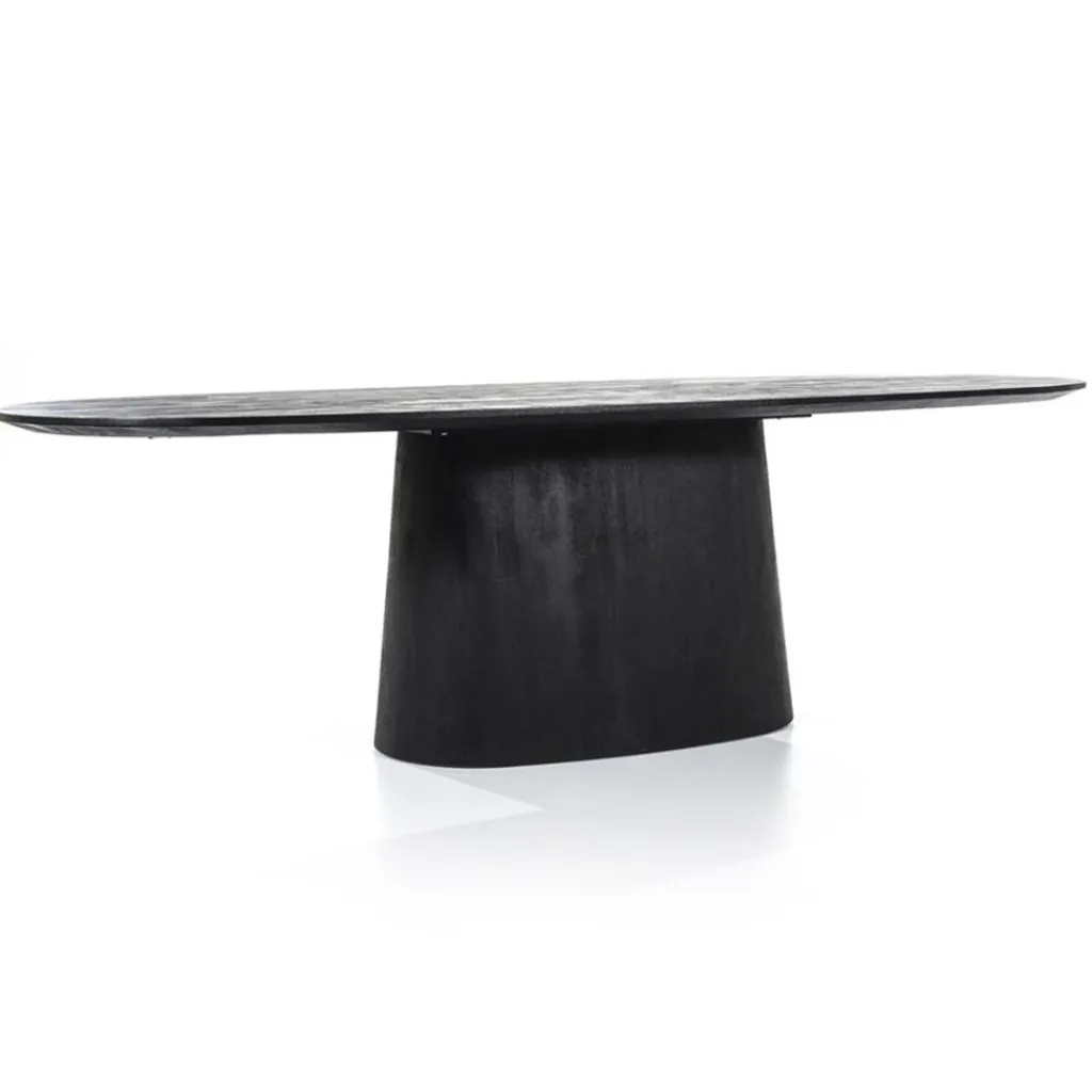 Straluma Robuuste mango houten eettafel Aron ovaal zwart> Eettafels