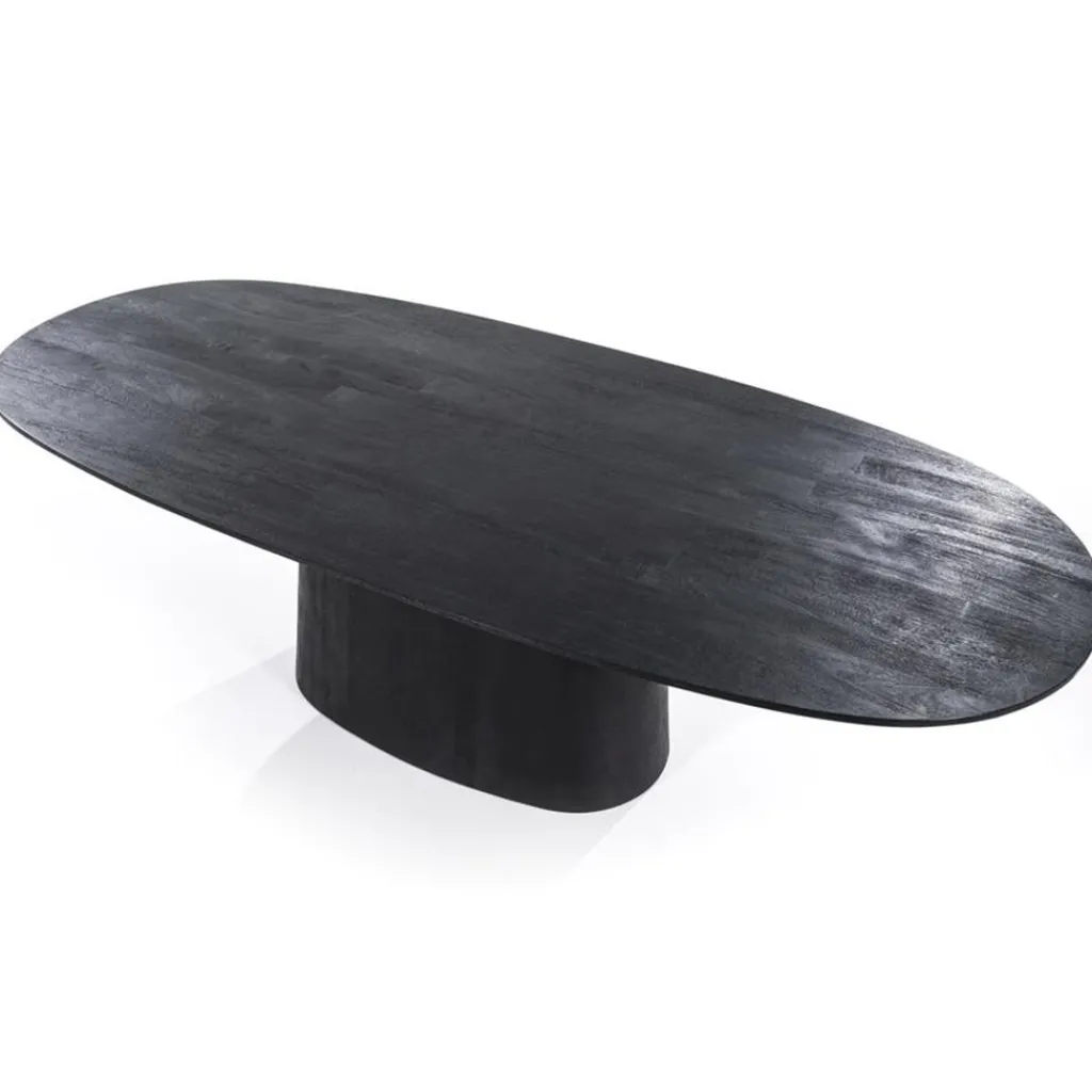 Straluma Robuuste mango houten eettafel Aron ovaal zwart> Eettafels