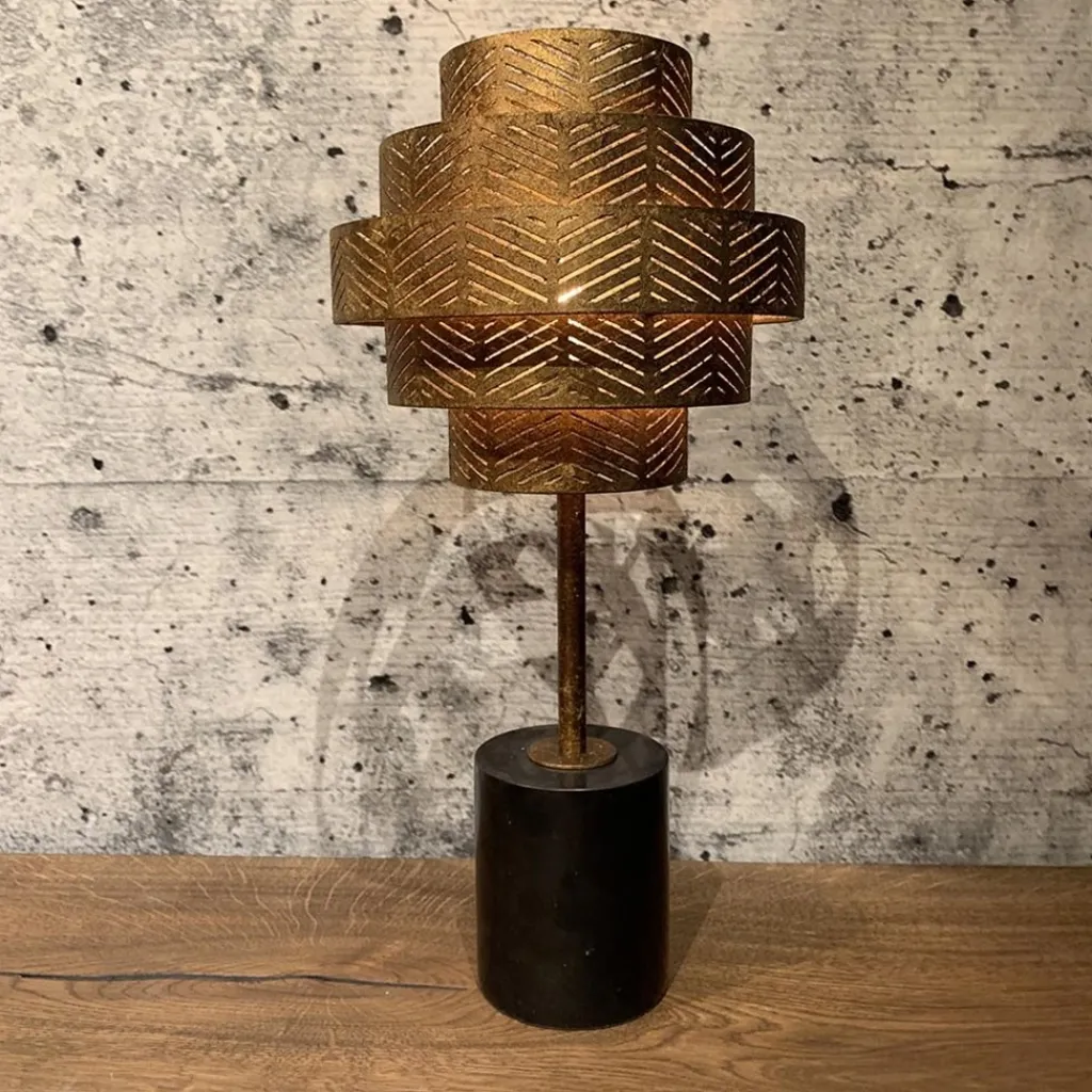 Straluma Robuuste tafelamp brons met zwart marmeren voet> Tafellampen|Decoratieve Verlichting