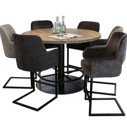 Straluma Ronde bartafel Woodstock grijs/zwart Ø130x92 cm><noscript><img width=