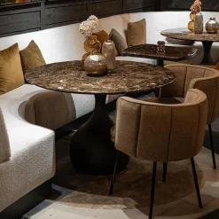 Straluma Ronde eetkamertafel bruin marmer Ø120 cm><noscript><img width=