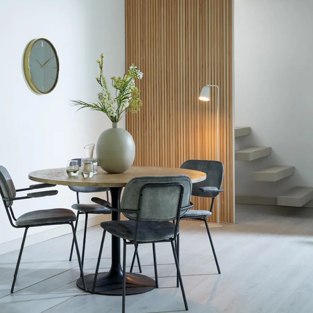 Straluma Ronde eettafel acacia hout met zwarte poot Bicoca> Light and Living|Eettafels