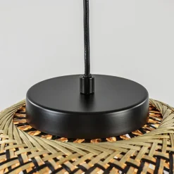 Straluma Ronde hanglamp bamboe naturel met zwart></noscript> Eetkamerverlichting|Hanglampen