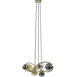 Straluma Ronde hanglamp goud met amber en smoke glas> Hanglampen|Eettafellampen