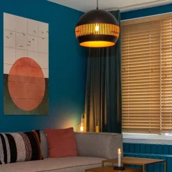 Straluma Ronde hanglamp koepel zwart/goud 40 cm></noscript> Eettafellampen|Woonkamerlampen