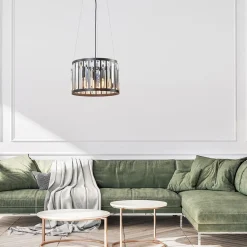 Straluma Ronde hanglamp mat zwart met kristalglas><noscript><img width=