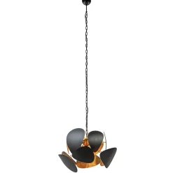 Straluma Ronde hanglamp textured black met ambachtelijk brons> Hanglampen|Eettafellampen
