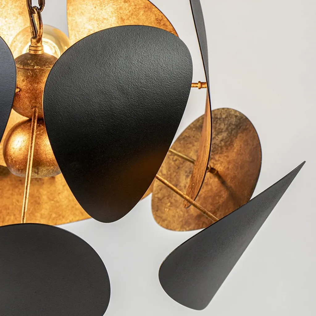 Straluma Ronde hanglamp textured black met ambachtelijk brons> Hanglampen|Eettafellampen