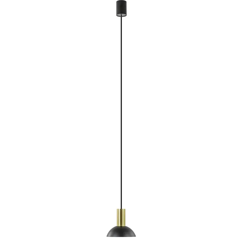 Straluma Ronde hanglamp zwart met brons klein> Keukenverlichting|Eetkamerverlichting