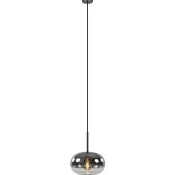 Straluma Ronde hanglamp zwart met smoke/helder glas gradient> Eetkamerverlichting|Hanglampen