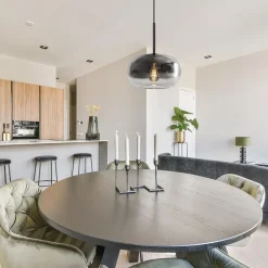 Straluma Ronde hanglamp zwart met smoke/helder glas gradient></noscript> Eetkamerverlichting|Hanglampen