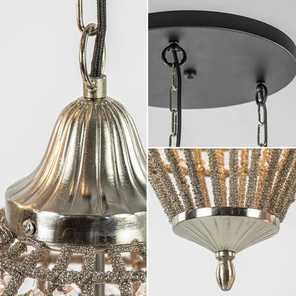 Straluma Ronde 3-lichts hanglamp Charlene nikkel/kristal> Light and Living|Pendel Lampen