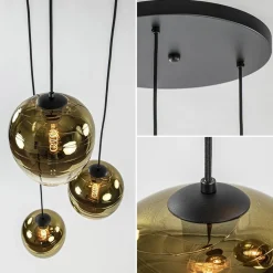 Straluma Ronde 3-lichts hanglamp golden gradient met zwart></noscript> Eettafellampen|Keukenverlichting