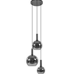 Straluma Ronde 3-lichts hanglamp met diverse smoke glazen kappen> Eettafellampen|Pendel Lampen