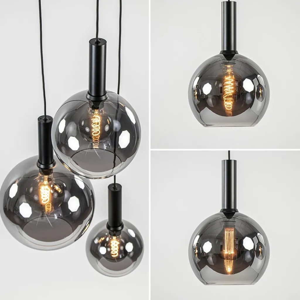 Straluma Ronde 3-lichts hanglamp met diverse smoke glazen kappen> Eettafellampen|Pendel Lampen