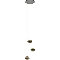 Straluma Ronde 3-lichts hanglamp zwart/champagne LED> Hanglampen|Eettafellampen