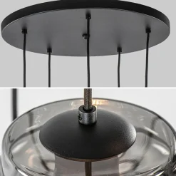 Straluma Ronde 5-lichts hanglamp zwart met diverse smoke glazen><noscript><img width=