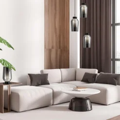 Straluma Ronde 3-lichts hanglamp zwart/marmer met smoke glas></noscript> Eettafellampen|Eetkamerverlichting