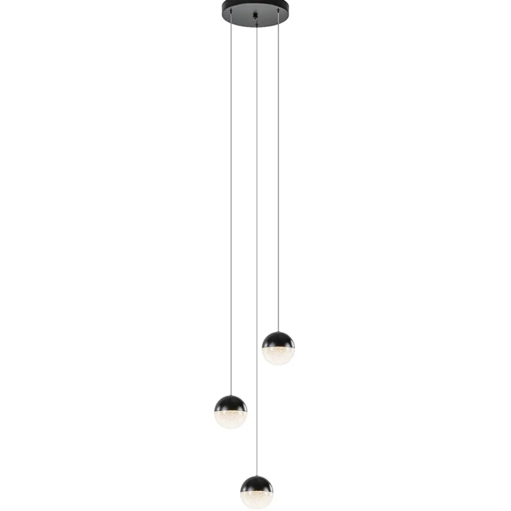 Straluma Ronde 3-Lichts LED hanglamp met zwarte bollen dimbaar> Hanglampen|Pendel Lampen