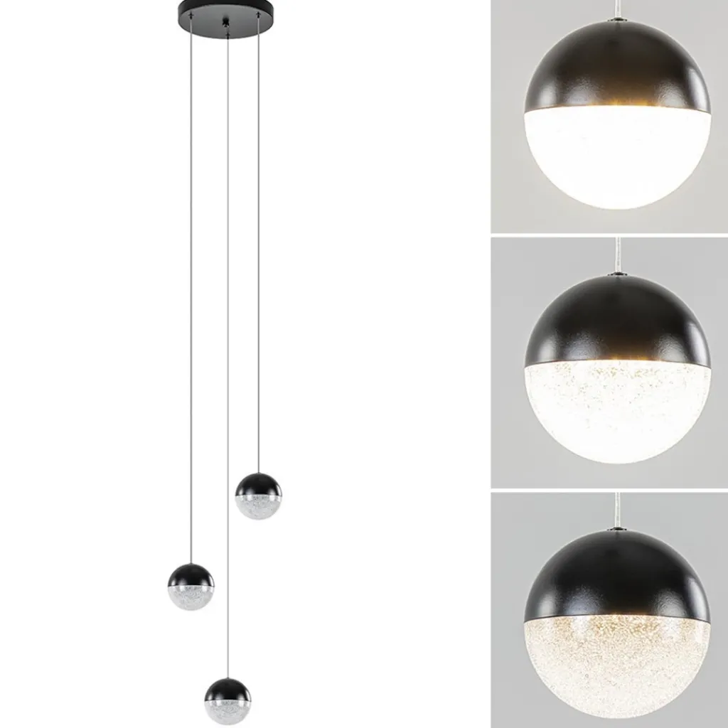 Straluma Ronde 3-Lichts LED hanglamp met zwarte bollen dimbaar> Hanglampen|Pendel Lampen