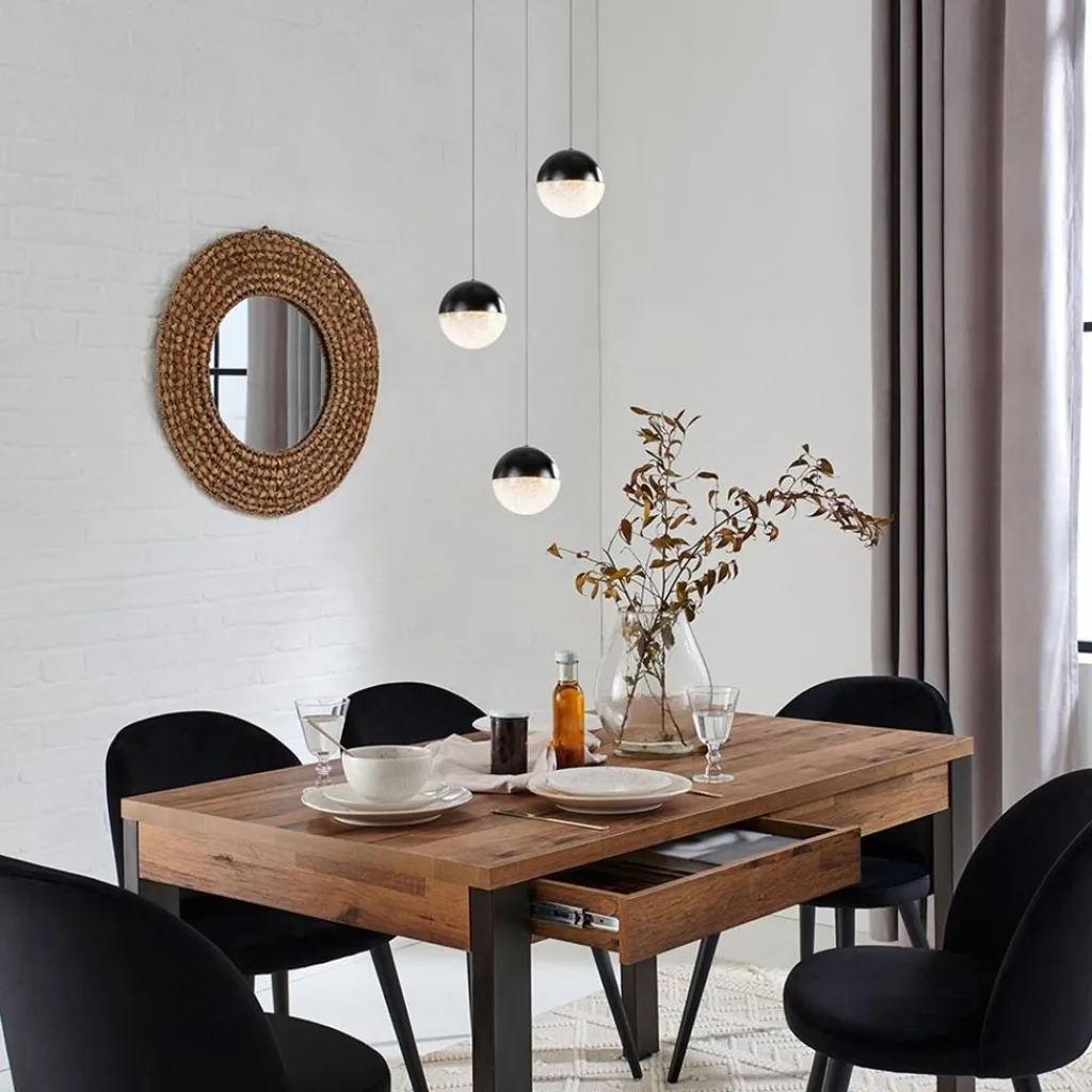 Straluma Ronde 3-Lichts LED hanglamp met zwarte bollen dimbaar> Hanglampen|Pendel Lampen