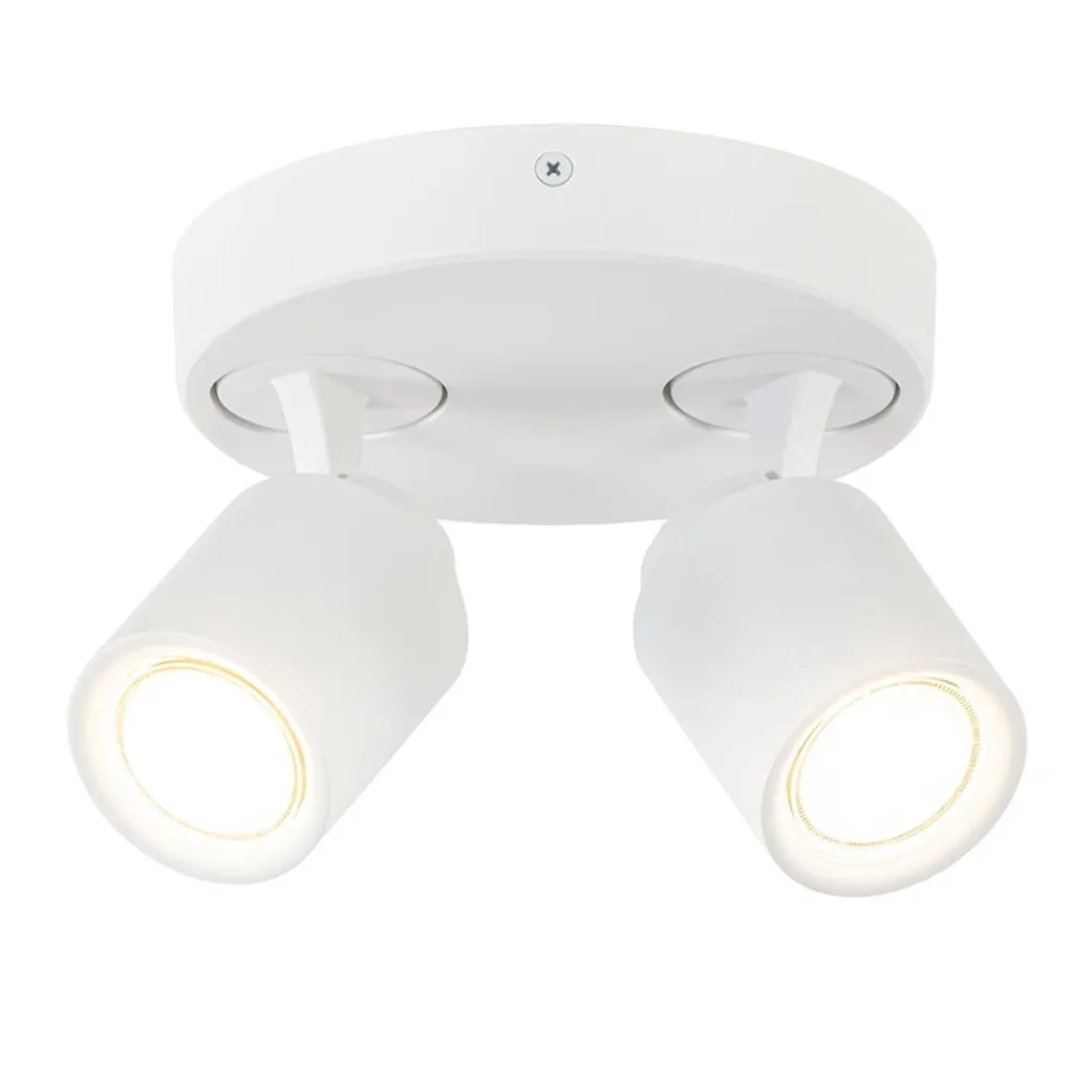 Straluma Ronde 2-lichts opbouwspot wit metaal verstelbaar> Opbouwspots|Slaapkamerlampen