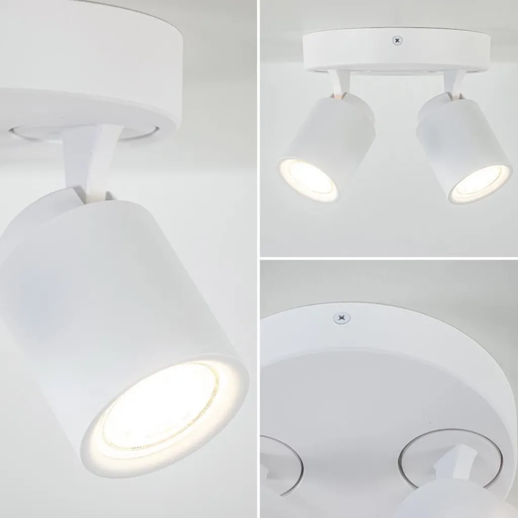 Straluma Ronde 2-lichts opbouwspot wit metaal verstelbaar> Opbouwspots|Slaapkamerlampen