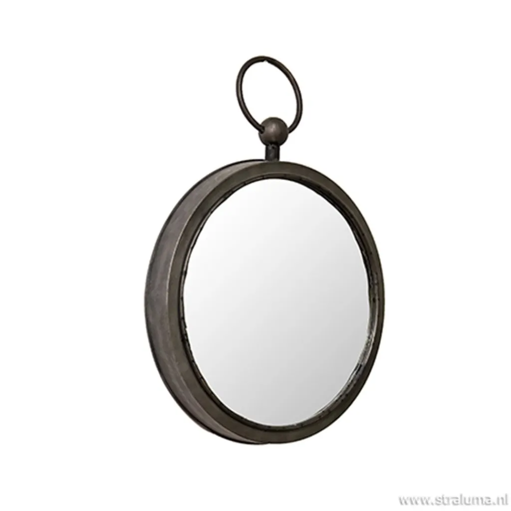 Straluma Ronde metalen spiegel zink/grijs klein> Light and Living