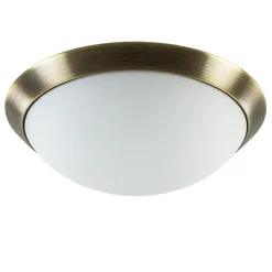 Straluma Ronde plafondlamp brons met wit glazen kap> Plafonnières|Keukenverlichting