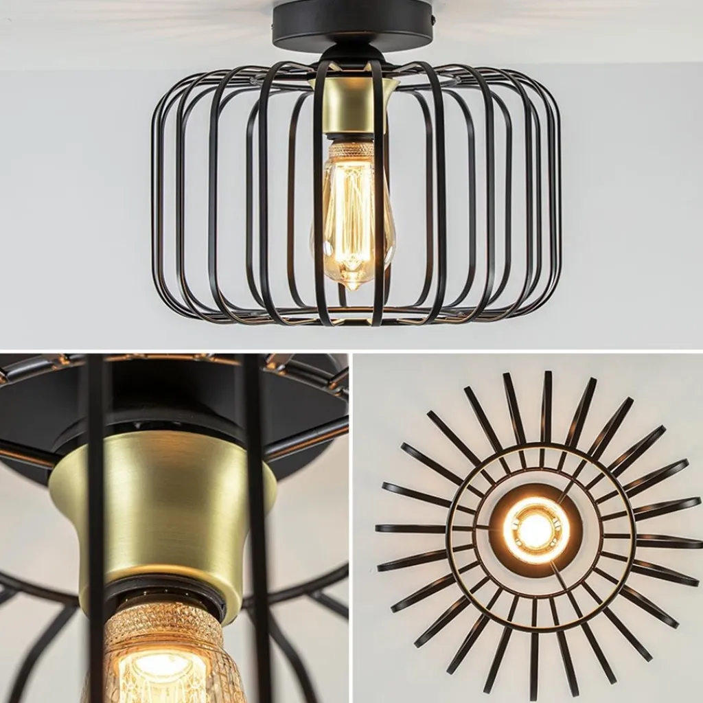 Straluma Ronde plafondlamp draad zwart met goud> Draadlampen|Keukenverlichting